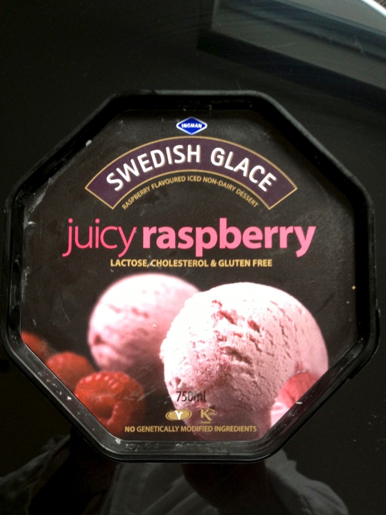 Finding Swedish raspberry ice cream by Ingman at Waitrose frozen selection was a surprise find. It is so easy to make me happy. 